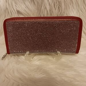 Elegant Red Sparkling Accordion Wallet